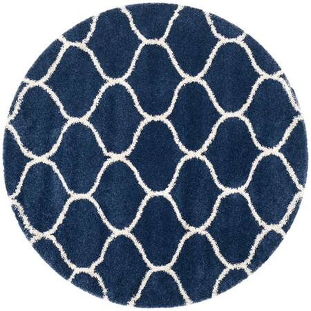 Safavieh 9 x 9 ft. SGH-Hudson Power Loomed Round Shag RugNavy & Ivory SGH280C-9R